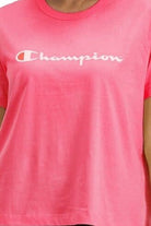 Champion CHAMPION WOMEN'S SCRIPT PINK CROP TEE - INSPORT