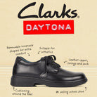 Clarks CLARKS JUNIOR DAYTONA TRIPLE BLACK LEATHER SHOE (WIDTH E) - INSPORT