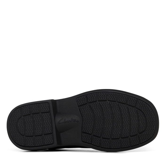 Clarks CLARKS JUNIOR DISCOVERY BLACK LEATHER SHOES - INSPORT