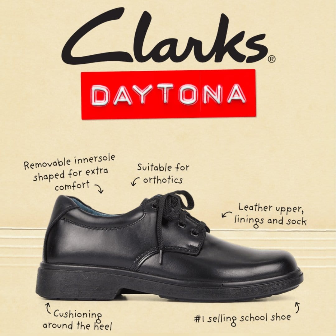 Clarks CLARKS SENIOR DAYTONA TRIPLE BLACK LEATHER SHOE (WIDTH E) - INSPORT