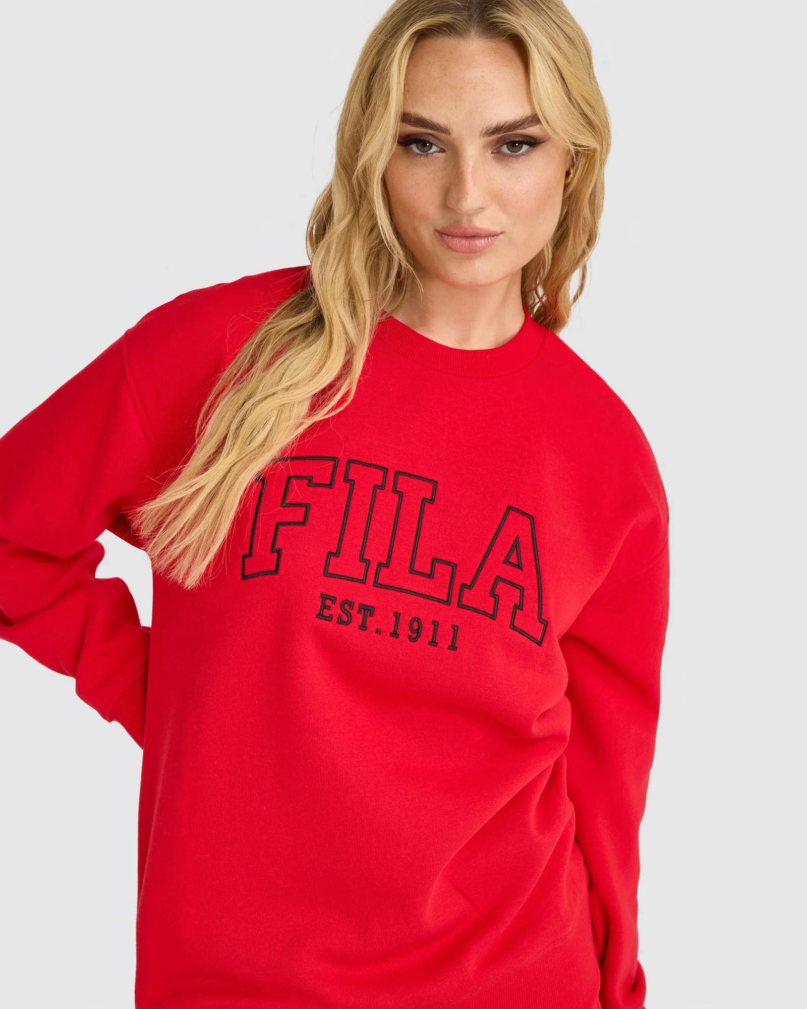 Red fila sweatshirt on sale