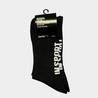 INSPORT INSPORT MENS 2 PAIR CREW BLACK SOCKS 8-12 - INSPORT