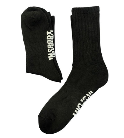 INSPORT INSPORT MENS 2 PAIR CREW BLACK SOCKS 8-12 - INSPORT