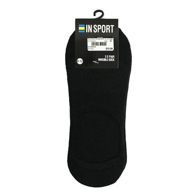 INSPORT INSPORT NO SHOW INVISIBLE 3 PACK BLACK SOCKS - INSPORT
