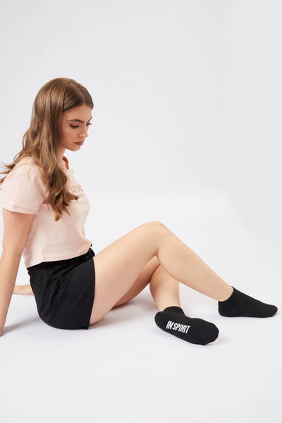 INSPORT INSPORT WOMEN'S SPORTS CUSHION ANKLE 3 PACK BLACK SOCKS - INSPORT