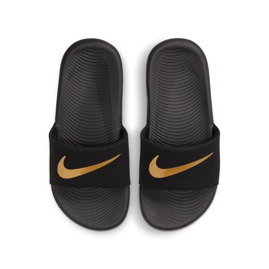 Nike NIKE JUNIOR KAWA BLACK/GOLD SLIDES - INSPORT