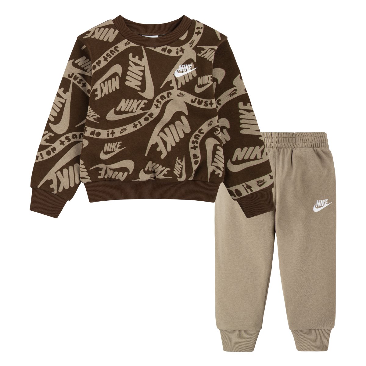 Nike NIKE TODDLERS CREW AND TRACKPANTS BROWN/CHOCOLATE SET - INSPORT