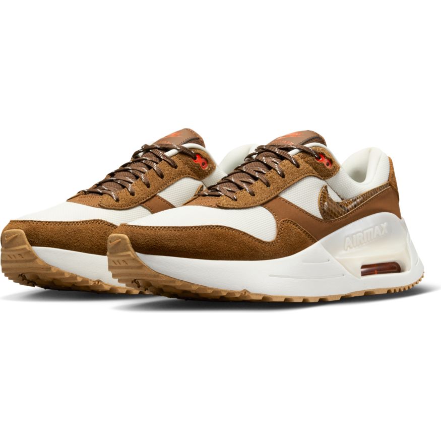 Nike NIKE WOMEN'S AIR MAX SYSTM SE WHITE/BROWN SHOES - INSPORT