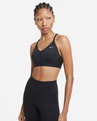 Nike NIKE WOMEN'S DRI-FIT INDY LIGHT-SUPPORT PADDED V-NECK BLACK SPORTS BRA - INSPORT