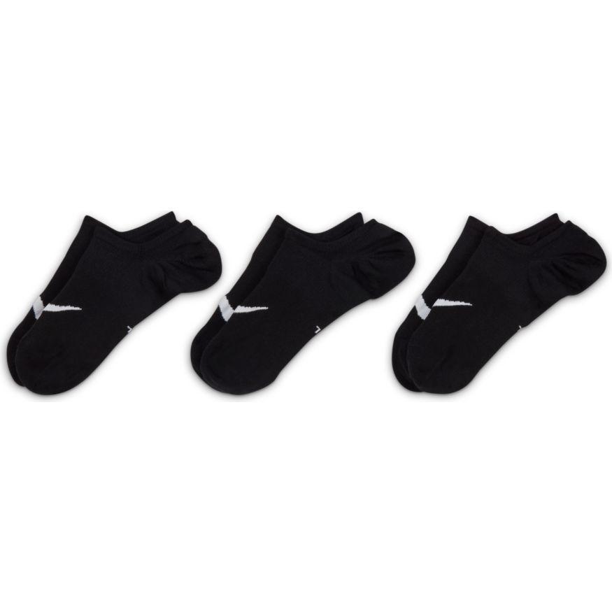 Nike NIKE WOMEN'S EVERYDAY PLUS LIGHTWEIGHT TRAINING BLACK FOOTIE SOCKS (3 PAIRS) - INSPORT