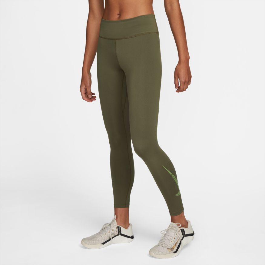 NIKE WOMEN'S ONE MID-RISE 7/8 GRAPHIC TRAINING OLIVE TIGHTS – INSPORT