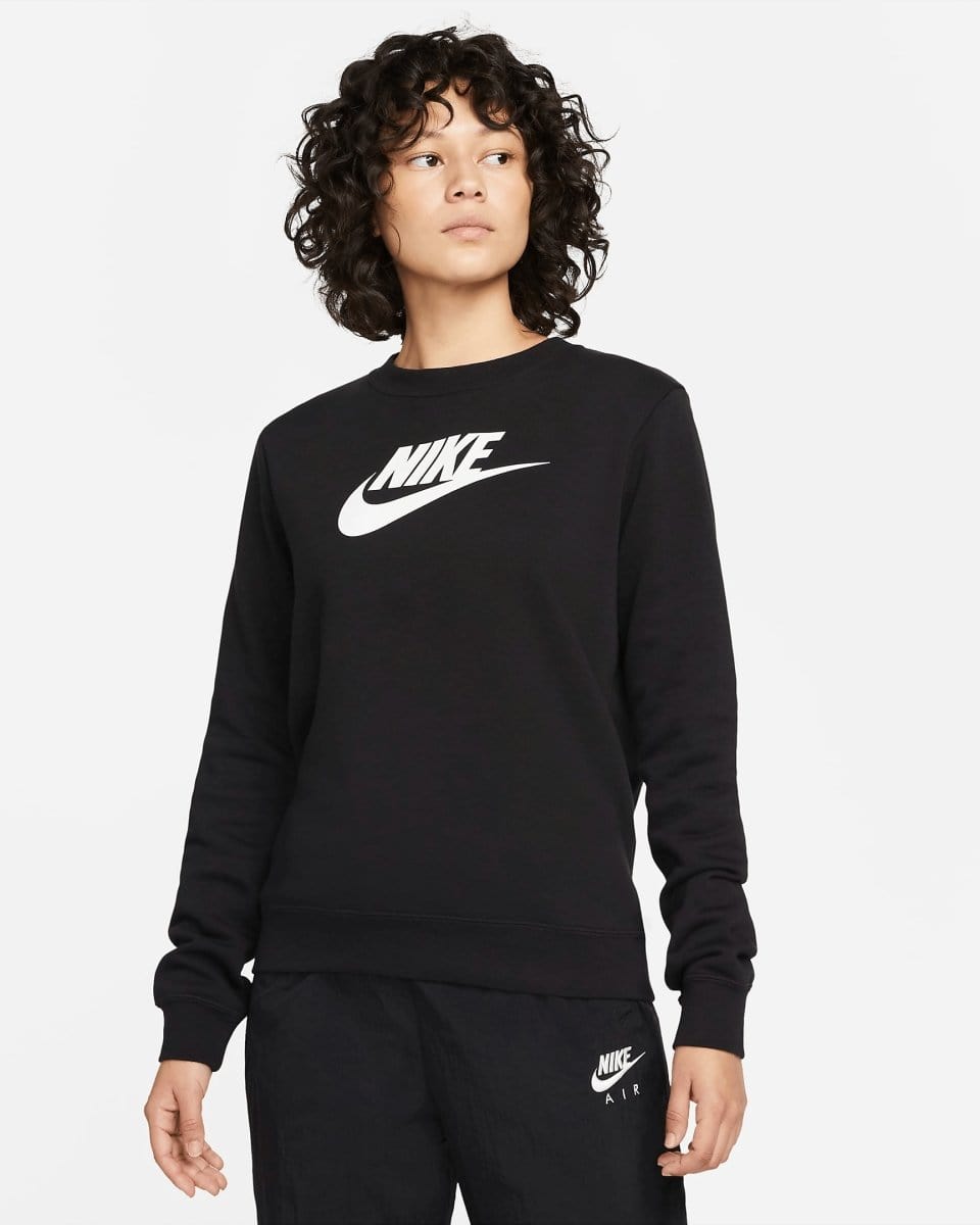Nike NIKE WOMEN'S SPORTSWEAR CLUB FLEECE BLACK LOGO CREW-NECK SWEATSHIRT - INSPORT