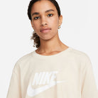 Nike NIKE WOMEN'S SPORTSWEAR ESSENTIAL CROPPED LOGO SAND/WHITE TEE - INSPORT