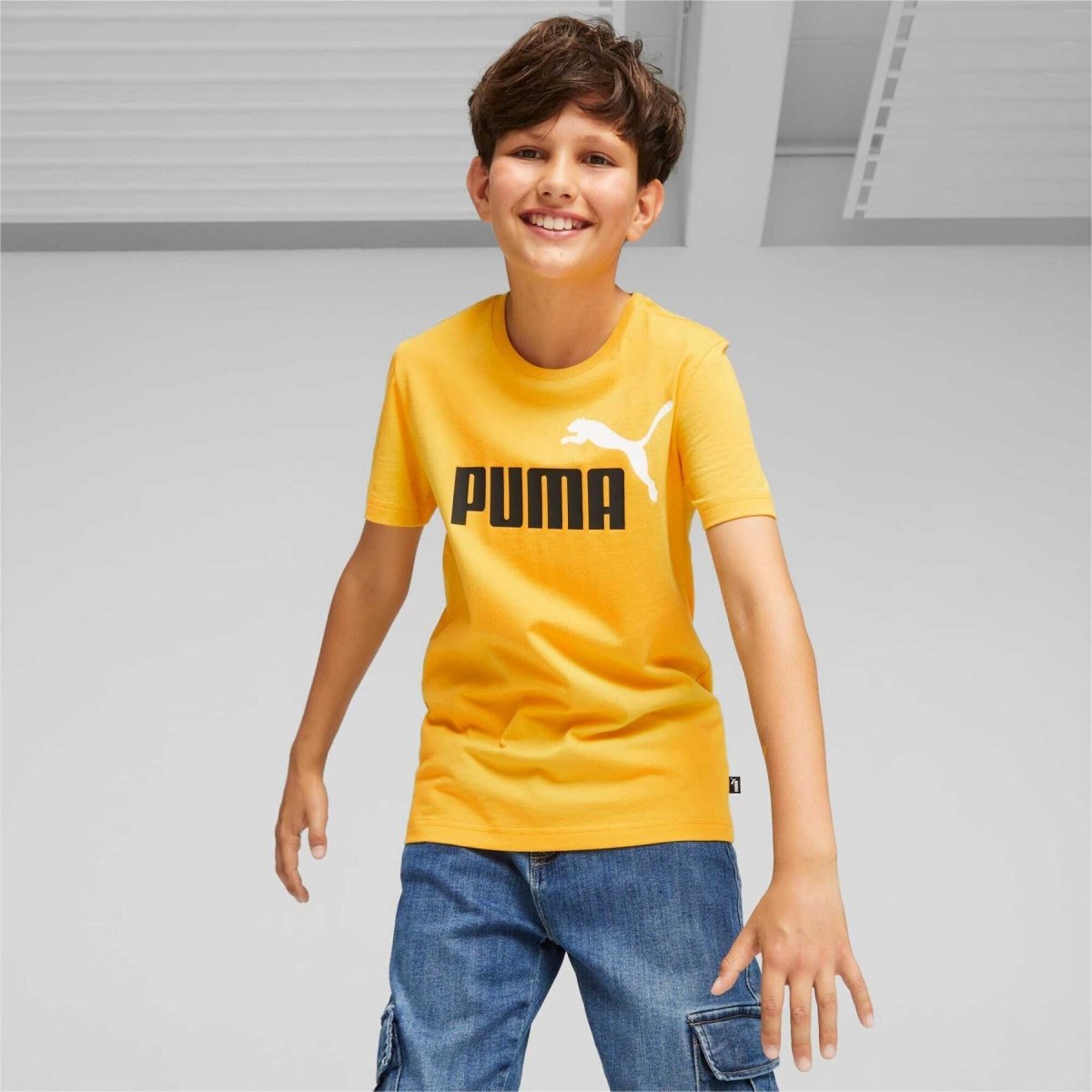 Puma PUMA JUNIOR Essentials+ Two-Tone Logo YELLOW Tee - INSPORT