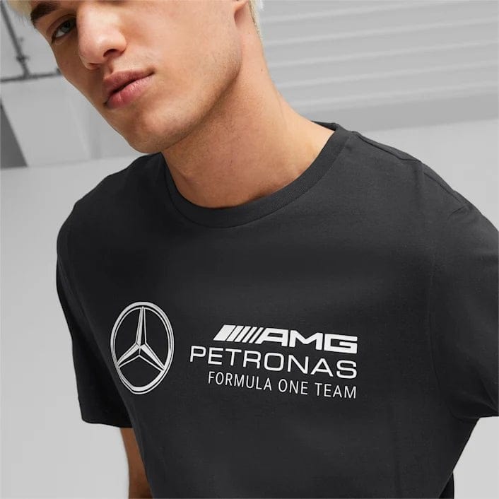 Puma PUMA MEN'S MERCEDES-AMG PETRONAS MOTORSPORT F1 ESSENTIALS LOGO BLACK TEE - INSPORT