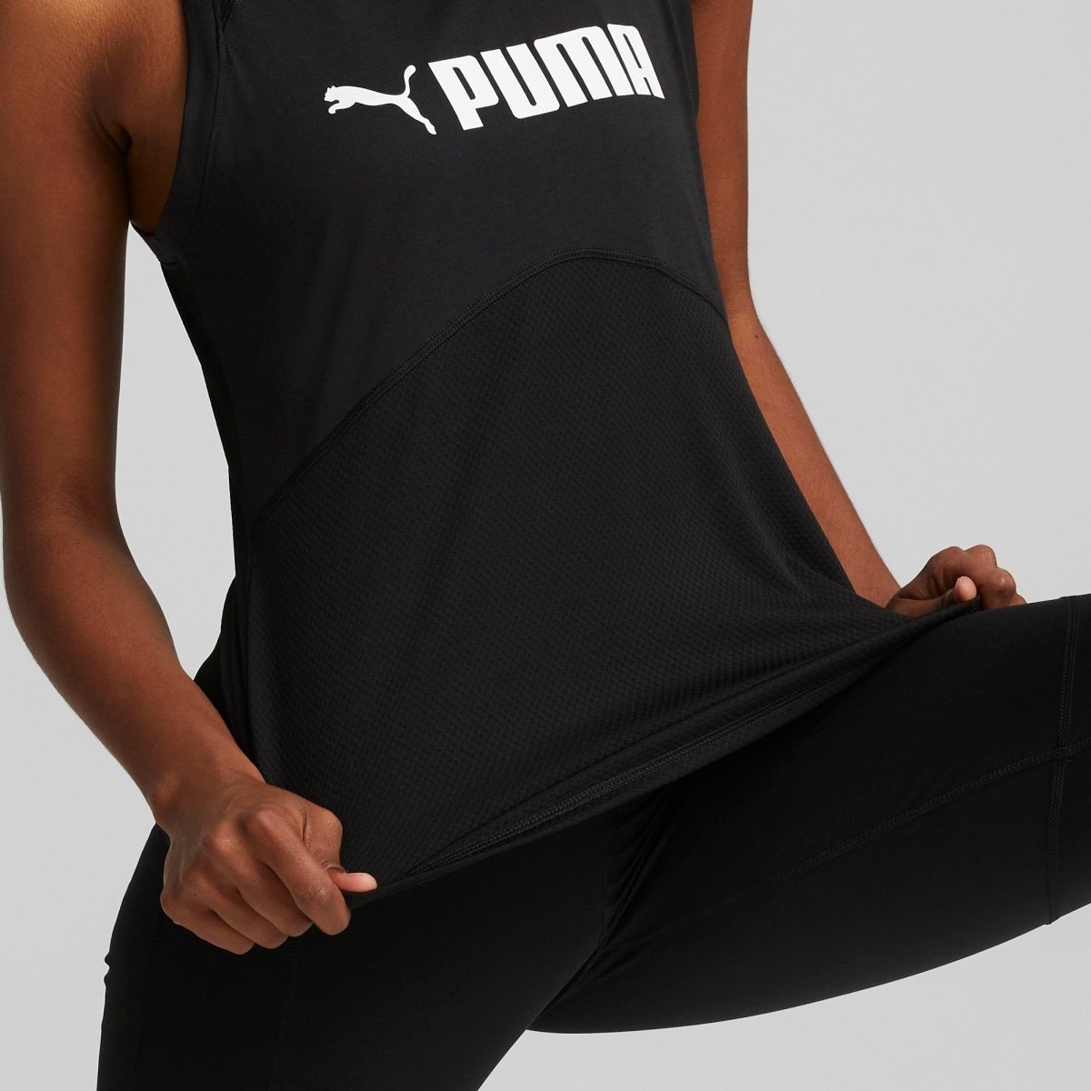 Adidas PUMA WOMEN'S FIT LOGO TRAINING BLACK SINGLET - INSPORT