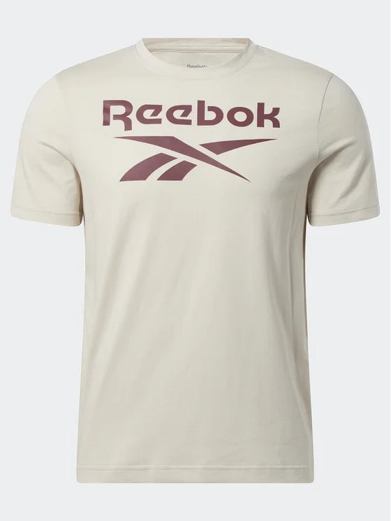 REEBOK MEN S IDENTITY BIG STACKED LOGO SAND TEE INSPORT