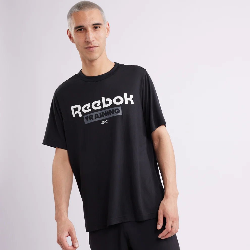 Black and white reebok shirt sales