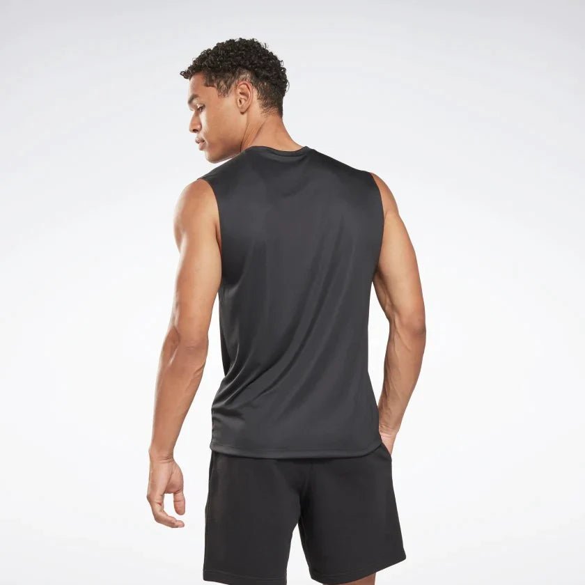 REEBOK MEN S TRAINING SLEEVELESS TECH BLACK SINGLET INSPORT