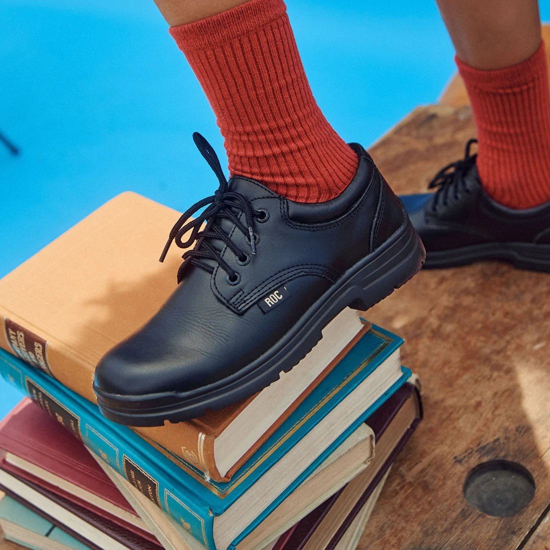 Roc Boots ROC BOOTS JUNIOR RIGOUR BLACK LACE LEATHER SCHOOL SHOES - INSPORT