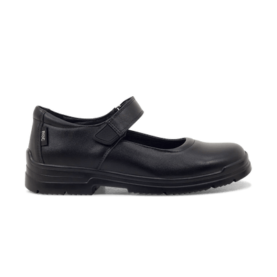 Roc Boots ROC BOOTS JUNIOR ROULETTE STRAP BLACK LEATHER SCHOOL SHOES - INSPORT