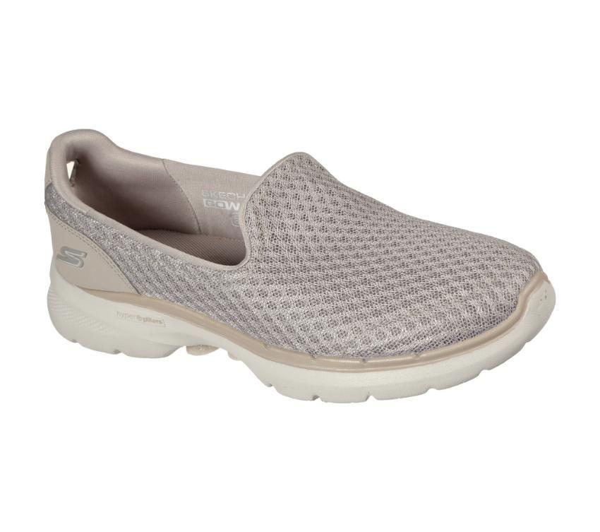 Skechers SKECHERS WOMEN'S GOWALK 6 TAUPE WALKING SLIP-ON SHOE - INSPORT