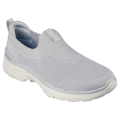Skechers SKECHERS WOMEN'S GOWALK 6 - VIBRANT SMILE GREY SLIP-ON SHOES - INSPORT